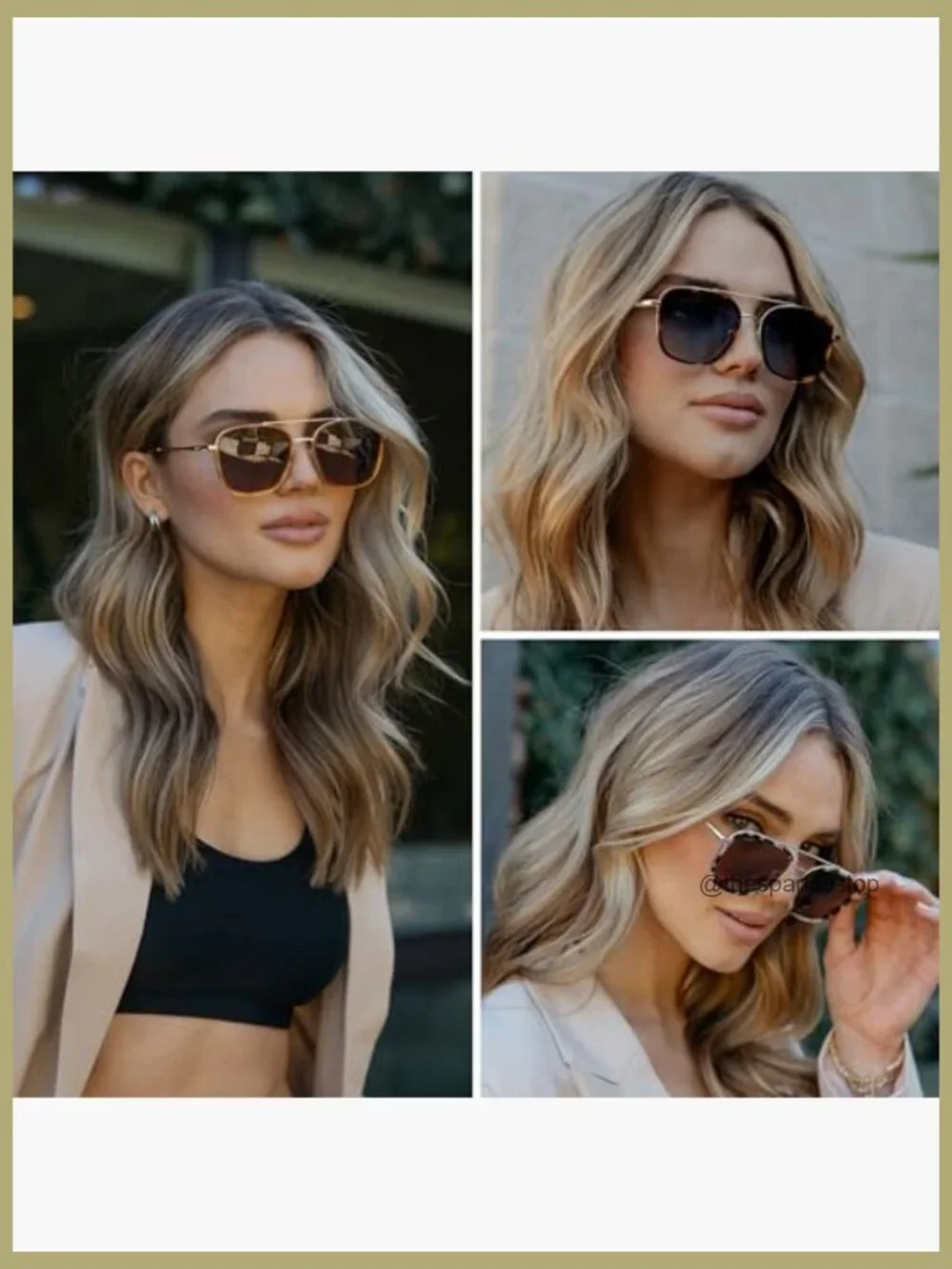 Polarized Square Aviator Sunglasses with Acetate & Stainless Steel Frame - Picture 3 of 7